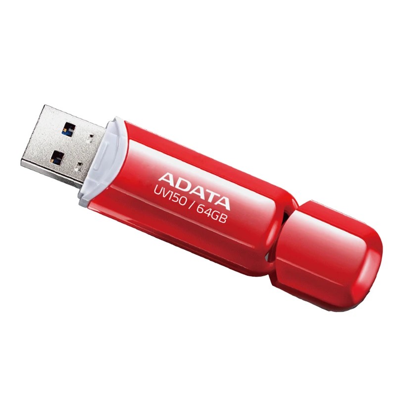 فلش مموری 64 گیگابایت ای دیتا مدل DashDrive UV150  دارای رابط‌های USB 3.0 ، USB 2.0 و USB 3.1