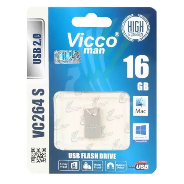  فلش مموری ویکو 16 گیگابایت مدل VICCO 264 sillver دارای USB2.0 