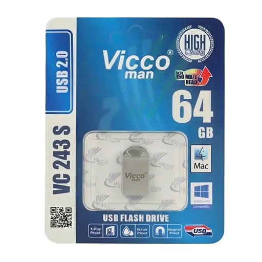 فلش مموری ویکو 16 گیگابایت مدل VICCO 243 sillver دارای USB2.0