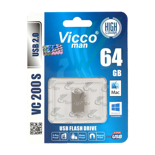 فلش مموری ویکومن 64  گیگابایت مدل USB2.0  VICCO 200 sillver