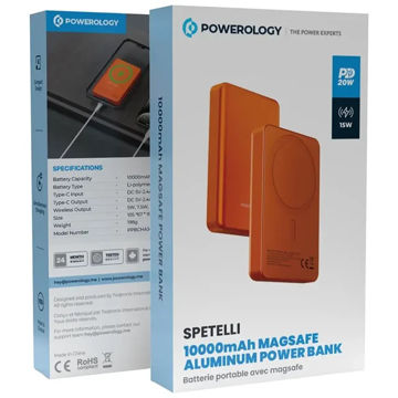 پاوربانک Powerology Spetelli MagSafe Aluminum (PPBCHA34) ظرفیت 10000 میلی‌آمپر ساعت