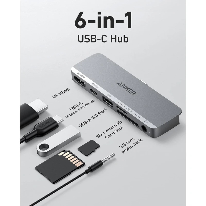 هاب 6 پورت USB-C انکر مدل A8363 ظرفیت