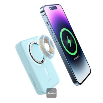 پاوربانک بی‌سیم 30 وات باسئوس مدل Magnetic Mini ظرفیت 10000 میلی آمپر ساعت