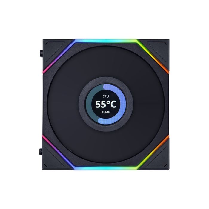 فن کیس لیان لی مشکی مدل Uni Fan TL WIRELESS LCD 120 REVERSE BLADE (3 عددی)