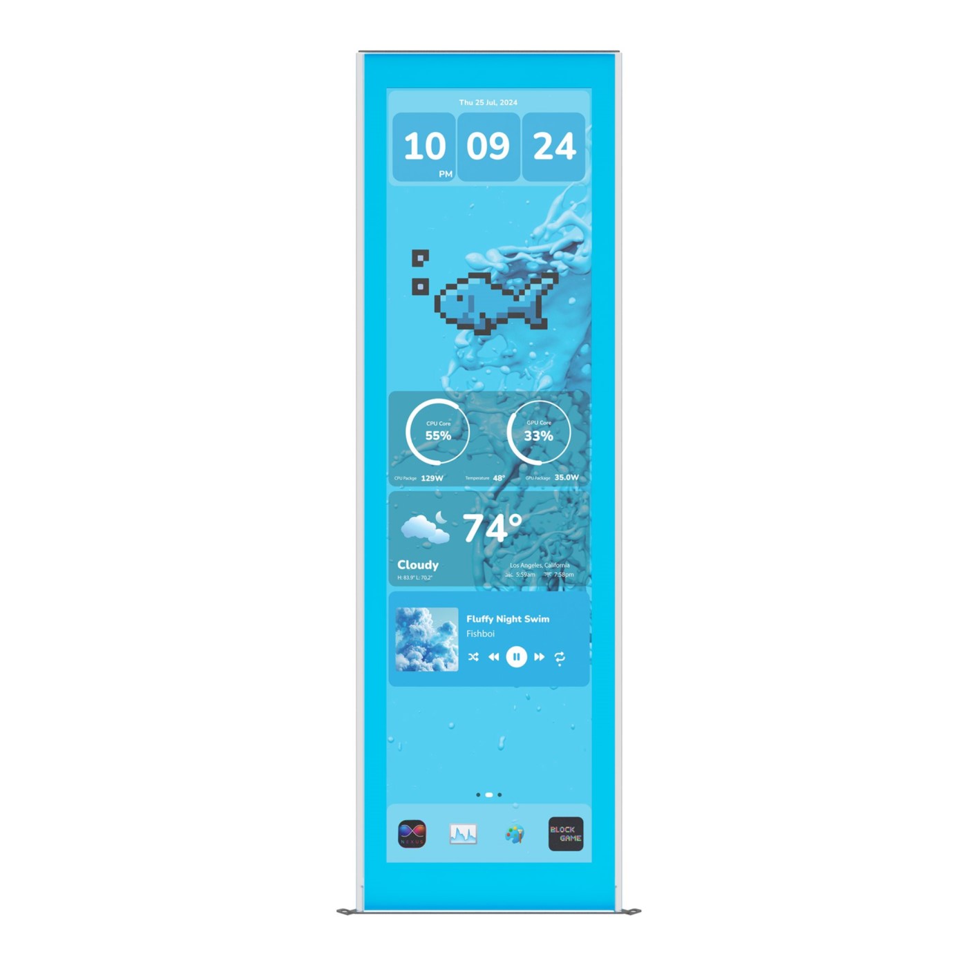 صفحه نمایش کیس کامپیوتر گیمینگ هایت مدل Y70 Touch Infinite Blueberry Milk